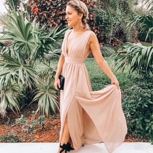 Lulu’s Plunging V-neck Chiffon Gown